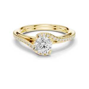 Anillo Clásico de Diamantes con Corte Brillante Redondo y Piedras Laterales en Pavé, Diseño de Racimo de Pétalos, Regalo para Mujeres y para Usar en Fiestas - Product Image 4