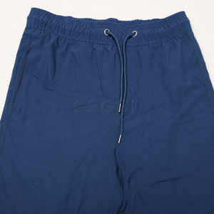 Amriss Men's Solid Navy Blue Halal Bermuda Shorts Manufacturer Quick Dry Double <b>Layer</b> With Drawstring Waist And Embroidered Logo - Product Image 5