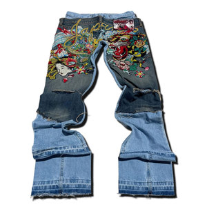Ripped Solid Color Men's Trouser Street Baggy Style Hip Hop Men's Jeans Pant For Sale Custom Logo Hot Sale Men's <b>Flared</b> Jeans - Product Image 1