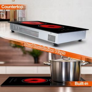 Piano Cottura Elettrico a Doppio Bruciatore 110V 1900W con Superficie in Vetroceramica, Timer e Certificazione CB - Product Image 5