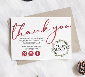 Terima Kasih Atas Dukungan Anda untuk Bisnis Kecil Kami Template yang Dapat Diedit Pesanan Pembelian Anda Tambahkan Logo Anda Teks Kartu Kertas Percetakan - Product Image 5