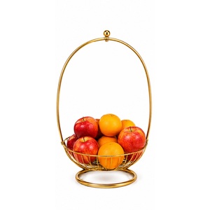 3 Tier Gold Metal Fruit Basket <b>Stand</b> for Kitchen Countertop Large Wire <b>Vegetable</b> Storage Rack & Dining Table Organizer Display - Product Image 2