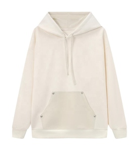Sweat-shirt à capuche unisexe vert olive, surdimensionné, en coton tricoté, décontracté, pour l'automne, avec poche avant, en mélange de coton basique - Product Image 2