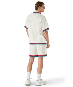 Nouvel ensemble décontracté homme tendance : chemise à manches courtes et pantalon long en polyester tissé, imprimé uni et respirant pour l'été - Product Image 3