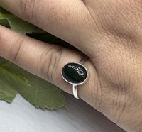 Bague de luxe de haute qualité en argent sterling 925 avec opale de feu éthiopienne noire naturelle ovale sertie en clos pour femme