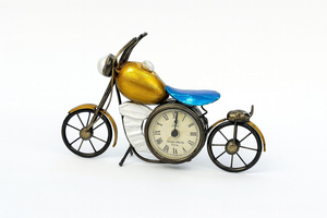 KREATIVE HOUSE Metal Handcrafted Motorcycle Table <b>Clock</b> | <b>Hand</b> Painted Vintage Bike Design Figurine | Decorative Desk <b>Clock</b> for - Product Image 2