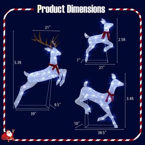 3 Piece LED <b>Lighted</b> Reindeer Family Set for <b>Outdoor</b> <b>Christmas</b> Decor Waterproof <b>Battery</b> or AC Powered - Product Image 5