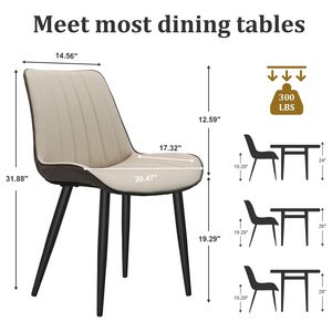 Set di 4 Sedie da Pranzo in Pelle PU Kaki e Grigia con Motivo a Onde, Senza Braccioli e Gambe in Metallo per Cucina e Ristorante - Product Image 6