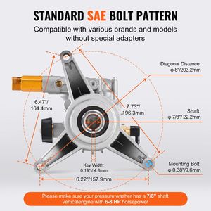 Pompa per Idropulitrice Verticale ad Alta Pressione con Albero da 7/8 Pollici, 3300 PSI, 3.0 GPM, Kit di Ricambio per Idropulitrice con 5 Ugelli e Accessori Inclusi - Product Image 6