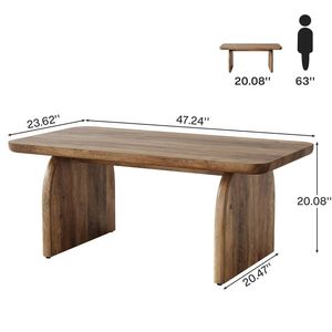 Sturdy Base <b>Low</b> Cocktail Coffee <b>Table</b> with Thick Top Central Dining <b>Table</b> - Product Image 6