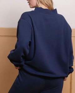Manufacturer Wholesale Custom High Quality Women Mockneck French Terry Fleece Cotton Blends Oversized Embroidered Front Winter - Product Image 4