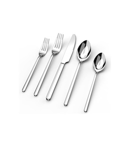 Juego de Cubiertos Minimalistas de Acero Inoxidable, 5 Piezas, Acabado Pulido Espejo, Color Plateado - Product Image 6