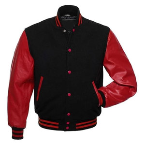 แจ็คเก็ตวาร์ซิตี้ผ้าวูลพรีเมียมและหนังเทียมไวนิล สไตล์เลตเตอร์แมนคลาสสิก ทนทาน สวมใส่สบาย แฟชั่นสตรีทแวร์ - Product Image 1