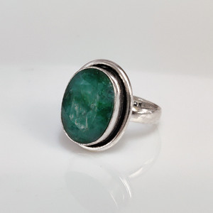 Emerald Gemstone <b>Ring</b> Handmade Green Stone Jewelry Boho <b>Statement</b> <b>Ring</b> Gift for Her - Product Image 6