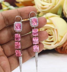 Fashionable <b>Silver</b> Finish Zircon <b>Long</b> <b>Earrings</b> with Stone Look <b>Earring</b> for Women for Evening Looks for Party Wear Fashion - Product Image 4