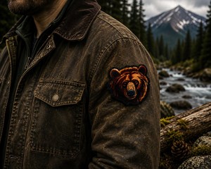 Bear Head Embroidered Iron-<b>On</b> <b>Patch</b> for Jackets and Hoodies Nonwoven Felt Applique Decoration - Product Image 1