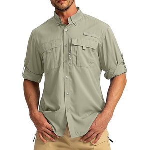 Chemise de travail unisexe haute visibilité, grande taille, manches longues, olive kaki, coton respirant avec poches poitrine - Product Image 3