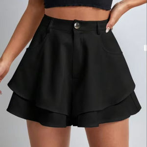 Shorts de Verano para Mujer, Estilo Nuevo, Cintura Alta, Doble Capa, Holgados, Casuales, de Color Sólido - Product Image 5