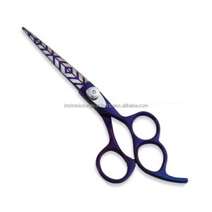 Tijeras Profesionales de Acero Inoxidable con Recubrimiento de Titanio Morado para Cortar el Cabello, Tijeras de Barbero de Tres Anillos, Venta al por Mayor OEM ODM - Product Image 2