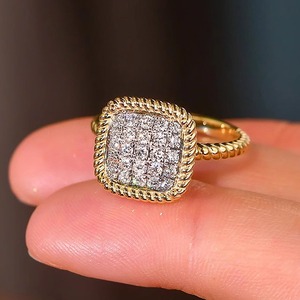 CAOSHI OEM Luxury Square Shaped Round Cubic Zirconia Twist <b>Finger</b> <b>Ring</b> Two Tone Plated Women Wedding Engagement CZ <b>Rings</b> Jewelry - Product Image 4