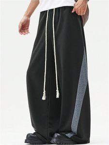 Pantalon de survêtement ample pour homme, coupe large, blocs de couleur, sans revers, style streetwear, avec cordon de serrage - Product Image 4