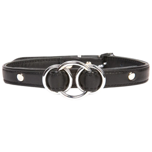 Collier ras du cou minimaliste en cuir PU avec chaîne à maillons, anneaux et clous argentés, accessoire de mode unisexe pour soirée - Product Image 6