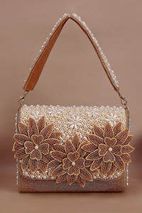 Luxury Pearl Beaded Casual Bridal <b>Clutch</b> Floral Pattern Waterproof Lightweight Design-Fashion Evening <b>Wedding</b> Handbag 1L - Product Image 6