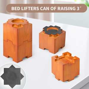 Rehausseurs de lit en bois avec patins en caoutchouc antidérapants, empilables, robustes, pour augmenter la hauteur des meubles (lit, canapé, table, chaise) - Product Image 3