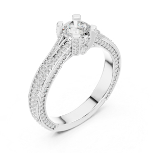 แหวนเพชรทรงกลมทองคำ 14K สีเหลืองทอง สำหรับผู้หญิง สวมใส่ในงานปาร์ตี้ เพชรเพาะเลี้ยงใหม่ - Product Image 4