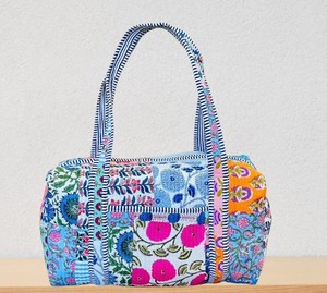 Bolsa de lona bohemia hecha a mano con estampado de bloques, bolsa de viaje vintage para mujer, bolsa de lona acolchada de algodón indio, tamaño personalizado aceptado. - Product Image 4