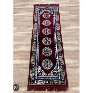 Tapis d'intérieur moelleux et épais 20x72 pouces, style oriental, pour maison et hôtel - Motif médaillon en polyester, imitation peau de mouton et fourrure de coton - Product Image 1