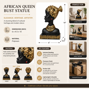 Sculpture africaine en polyrésine de petite taille avec coiffe florale, pièce décorative de table - Product Image 5