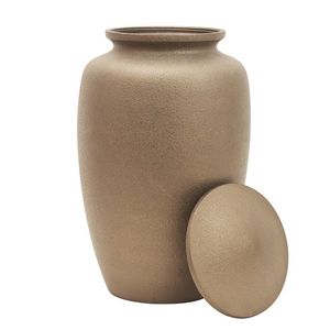 Urne funéraire en métal finition bronze pour cendres, grande urne commémorative pour adultes, urne funéraire texturée pour enterrement - Product Image 1