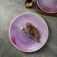 YAYU Nouvelle Collection 2025 Assiette Plate en Céramique Vintage Créative et Colorée, Effet Glacé et Réactif au Four, pour Steak de Restaurant