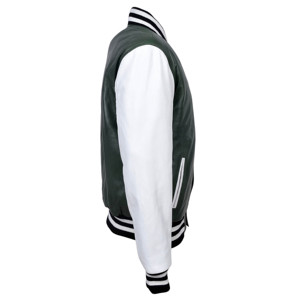 Chaqueta Varsity Negra y Verde Personalizada para Hombre, Chaqueta de Béisbol de Cuero Napa Premium, Logotipo y Colores Personalizados, Fabricante de Marca Privada - Product Image 2