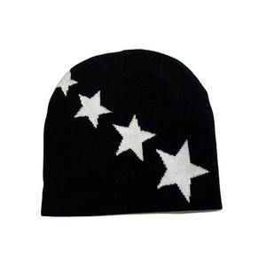 Gorro de Punto de Doble Cara con Estampado de Estrellas Pequeñas en Toda la Superficie, Casual y Versátil para Adultos - Product Image 2