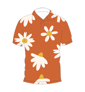 เสื้อโปโลแขนสั้นลายดอกเดซี่สีส้มสำหรับผู้ชายแฟชั่นฤดูร้อนลำลอง - Product Image 4