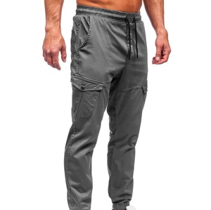 Pantalones cargo personalizados 100% algodón, corte relajado, cintura elástica, estilo baggy, múltiples bolsillos, lavado ácido, estilo táctico, para hombre. - Product Image 5