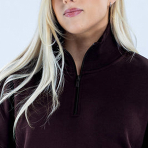 Top Selling Wholesale Custom Logo Women's Quarter Zip Stand Collar Sweatshirts Women's Ribbed Cuff & Hem Sweatshirt At <b>Low</b> Price - Product Image 4