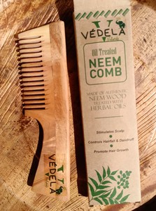 Vedela Natural Neem Wood Comb Long Handle Moon Comb Anti-Static Anti-Hair Loss Hair Care <b>Tool</b> for <b>Smooth</b> Hair Hotel Use - Product Image 3