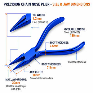Blue Stainless Steel Chain Nose Jewelry Pliers Tapered Tip <b>Wire</b> Looping for Necklace Earring Ring Precision <b>Craft</b> Making Tool - Product Image 3