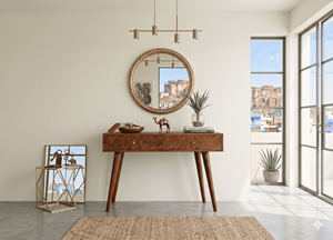 Modern Luxury Mango Wood <b>Console</b> <b>Table</b> Herringbone 2 Drawer Tapered Leg Desk Living Room Furniture Home Furniture Set - Product Image 1