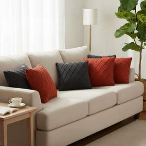 SOGA 6PC 45cm Classic <b>Red</b> Diamond and Charcoal Grey Cable Knit Pillow <b>Covers</b> Set Elegant <b>Cushion</b> Cases Collection - Product Image 2