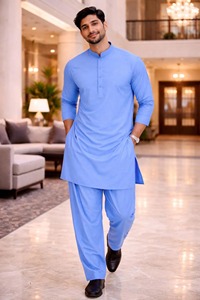 Elegante Shalwar Kameez Tradicional Indio de Algodón de Alta Calidad para Hombre |   Ropa para Fiestas y Eventos de Boda Sin Arrugas - Product Image 1