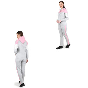 Ensemble de survêtement d'hiver pour femmes, haut à manches longues à capuche, pantalon assorti, uni, 2 pièces, décontracté, fitness, course à pied, 100% coton - Product Image 3
