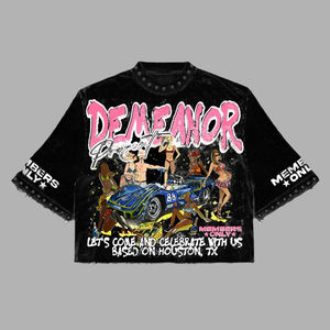 Camiseta Corta Estilo Gótico Harajuku Y2K |   Bordado con Piedras Klein |   Camiseta de Hombre 100% Algodón, Corte Regular, Cuello en V, Manga Corta, Transpirable y de Secado Rápido - Product Image 1