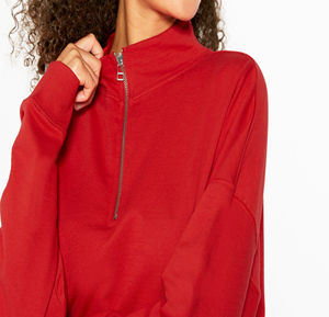 Top corto personalizable con cremallera completa, suéter largo con capucha para mujer, sudadera con Capucha de punto holgada informal de otoño personalizada de gran tamaño - Product Image 3