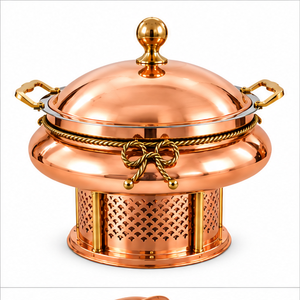 Service de couverts de luxe en acier inoxydable martelé finition miroir, durable, avec poignées et couvercle dorés, pour réceptions - Product Image 5