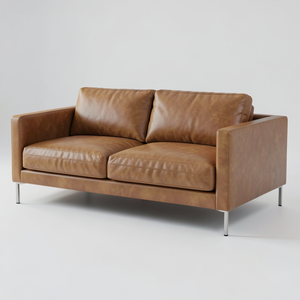 Luxury Mid Modern Leather <b>Sofa</b> Cushion Back Armrest Two Seat <b>Sofa</b> <b>Bed</b> Wooden <b>Frame</b> Eco-Friendly Villa Workshop Living Room - Product Image 2