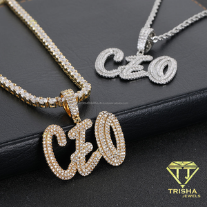 Collier pendentif personnalisé élégant avec nom, en or, diamant de laboratoire, bijoux personnalisés avec initiales, chaîne de mode hip-hop pour hommes - Product Image 4